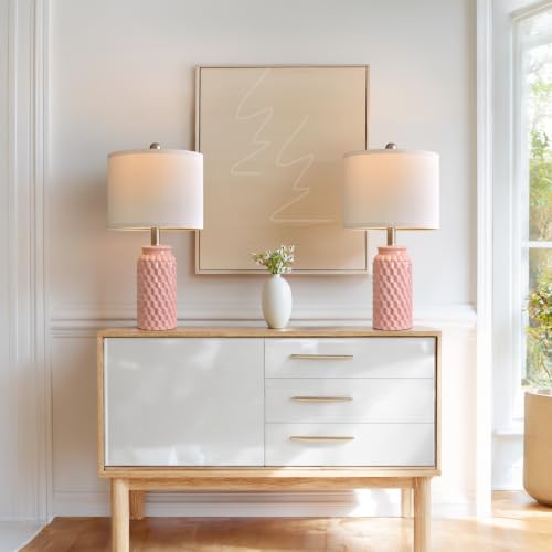 20.5" Pink Small Bedside Lamps Set of 2