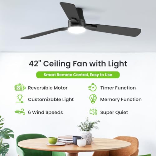 42" Ceiling Fans with Lights and Remote (Black / 42 Inch)