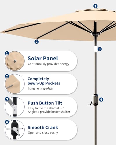 10 ft Patio Umbrella with Solar Lights