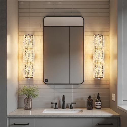 Crystal Wall Sconces 3"x12.6" Modern LED Chrome Wall Light
