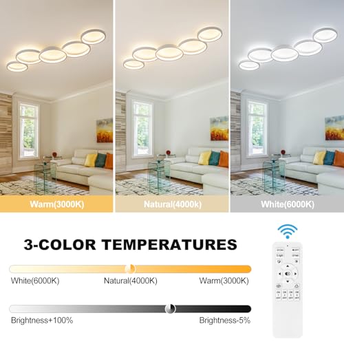 Modern LED Ceiling Light 60W White Hallway Light Fixtures 3000~6000K Aluminum Long Flush Mount LED Ceiling Lamp for Hallway