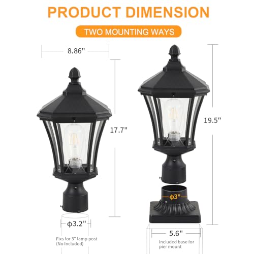 Dusk to Dawn Outdoor Post Lights with Pier Mount Base
