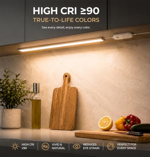 24in Plug in Under Cabinet Lighting Motion Sensor 1200LM Dimmable 3CCT