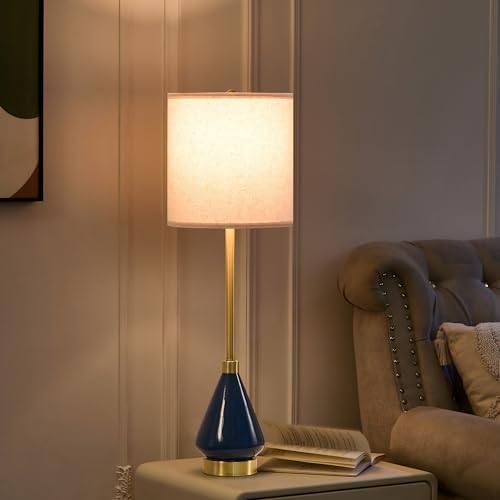 32" Gold Buffet Lamps Set of 2 with Blue Ceramic Base (2 Count)
