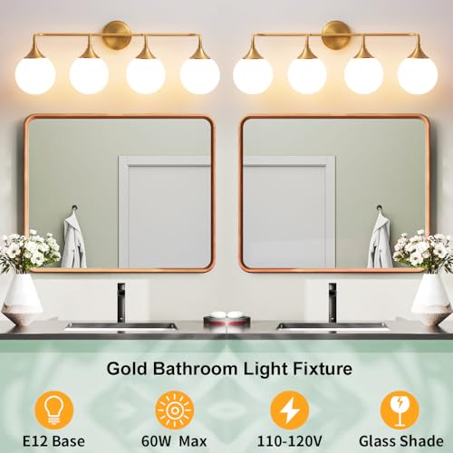 Brushed Gold Bathroom Light Fixtures Over Mirror Vanity 4