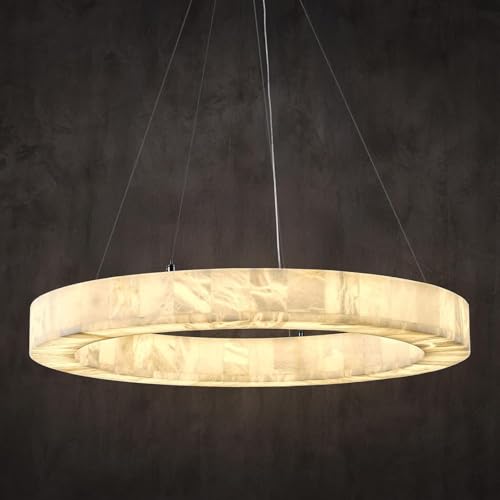 Alabaster Chandelier Spanish Natural Marble Round D30in Chandeliers