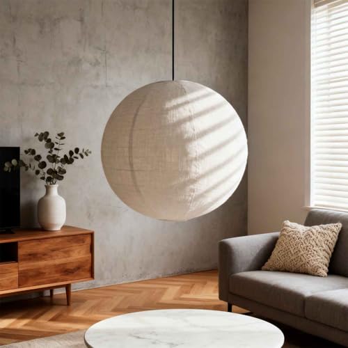 20 Inch Linen Plug in Pendant Light with 191 Inch Cord E26 Socket