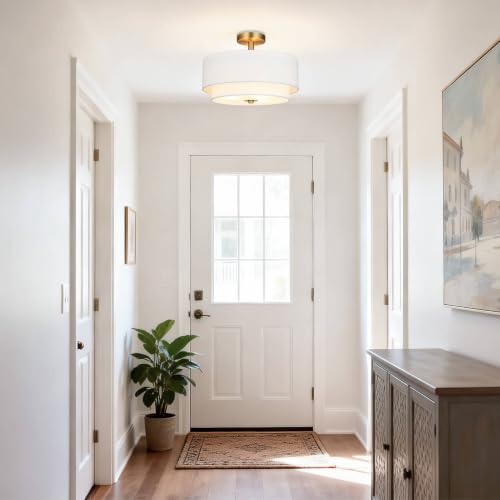16" Drum Semi Flush Mount Light for Living Room