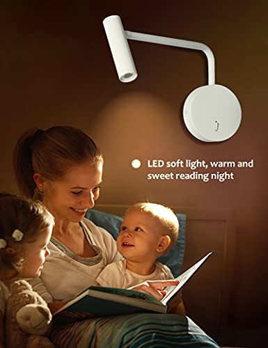 Wall Mounted Reading Light for Bedroom Hardwired Sconce with Switch on