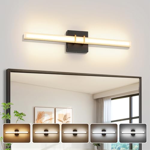 Modern Black and Brass Vanity Light Bar 24 Inch