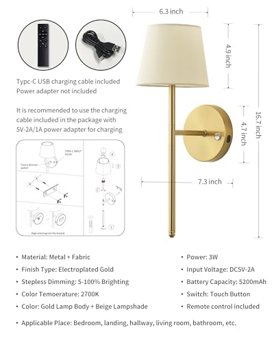 Battery Operated Wall Sconce Set of 2 (2 Count)