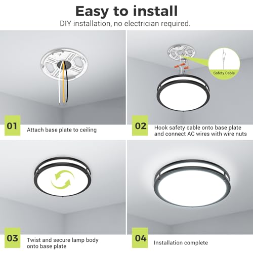 13inch Flush Mount Ceiling Light Fixture 2 Pack (2 Count)
