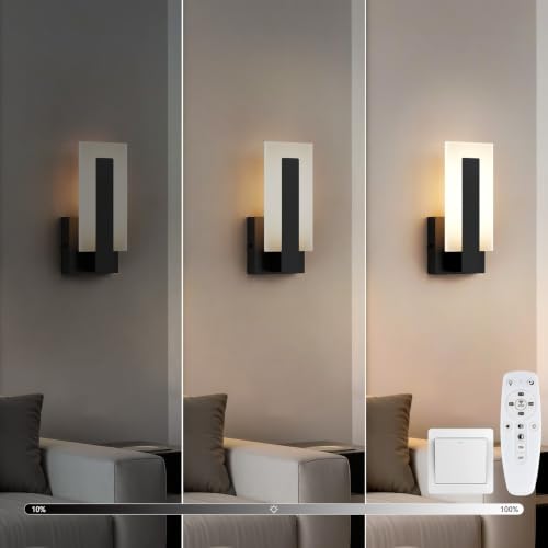 2 Pack Modern LED Wall Sconces (9.7inch 3000K-6000K Remote Control)
