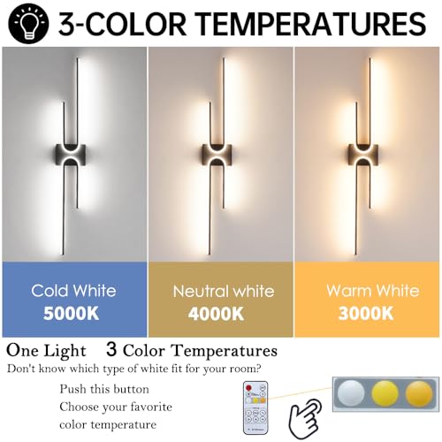 Vanity Light for Bathroom Lighting Over Mirror Black Dimmable 3CCT Vanity Lighting Fixture Modern Bath Vanity Bar 39in Led Bathroom Wall Sconce Lighting for Bedroom Living Room with Remote Control