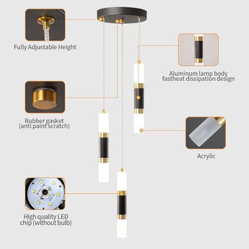 Modern Kitchen Pendant Lighting Over Island Dimmable LED 3 Light Mini Pendant Light