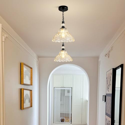 1 Piece Chandelier in Matte Black Finish with Flower (1-Light / Black and Chain Style)