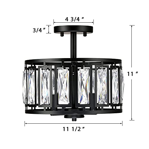 Modern Crystal Semi Flush Mount Ceiling Light Black Ceiling Light Fixtures