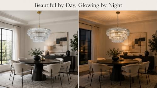 26 Inch Modern Round Clear Crystal Glass Chandelier