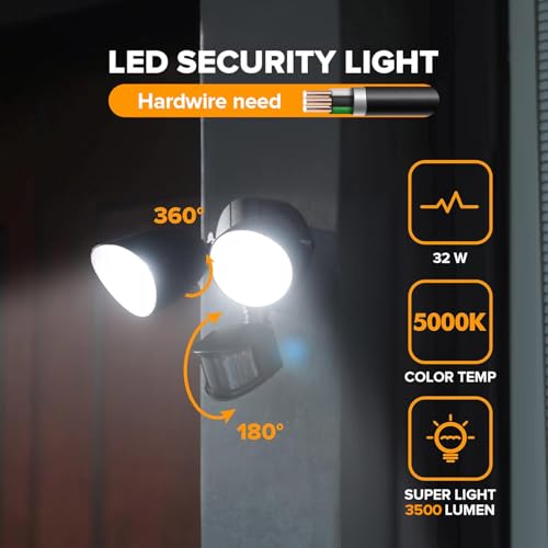 32W 3500 Lumen LED Security Lights Motion Sensor Light Outdoor