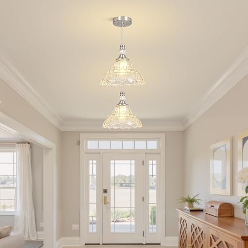 1 Piece Chandelier in Brushed Nickel Finish with Flower (1-Light / Nickel)