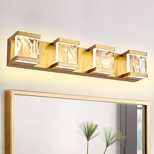 4 Lights LED Bathroom Vanity Light with Unique Smoke Acrylic Panel