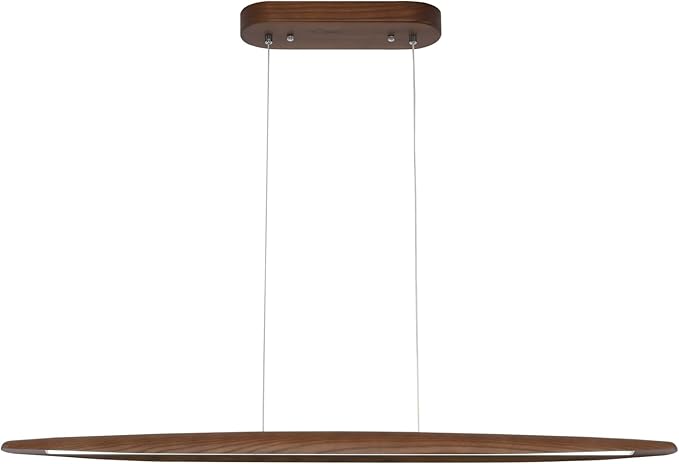 39" Wood Linear Pendant Light LED Dimmable Hanging Light Dinning Room Light Fixture Island Lights 24w for Dining Room Kitchen Island Bar Walnut Color - Aura Lighting