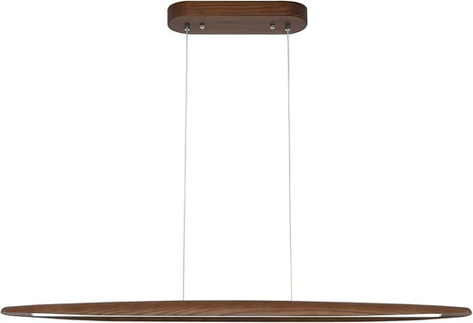 39" Wood Linear Pendant Light LED Dimmable Hanging Light Dinning Room Light Fixture Island Lights 24w for Dining Room Kitchen Island Bar Walnut Color - Aura Lighting