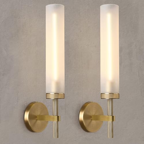 20'' Knurled Brass Bathroom Wall Sconces Set of 2