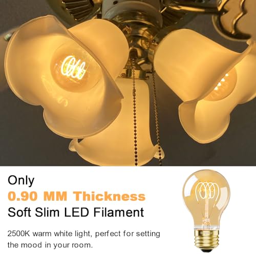 Dimmable E26 4W LED A19 Vintage Edison Decorative Light Bulbs 40 Watt 2500K (4 Count)