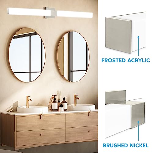 LED Bathroom Vanity Light Fixtures Square 48 Inch Brushed Nickel 5 CCT 2700K