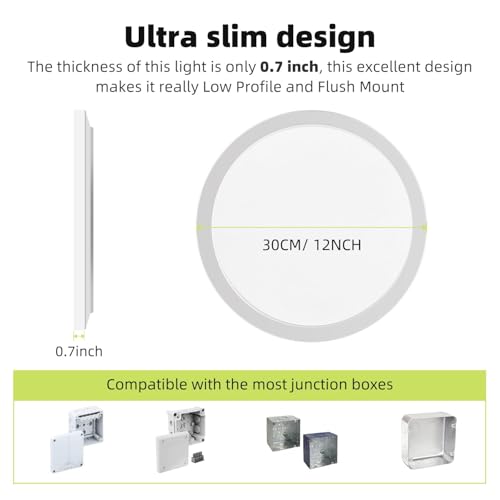 6Pack 12Inch LED Flush Mount Ceiling Light Fixture