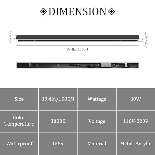 2 Pack 40Inch Long Outdoor LED Wall Lights 3000K Modern Exterior Wall Light Fixtures IP65 Waterproof for House Porch Courtyard (2 Count)