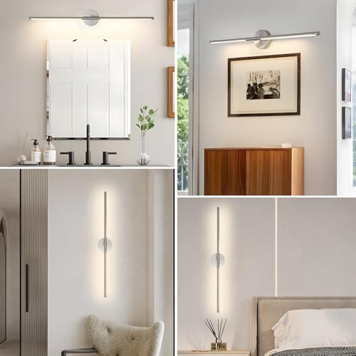 Brushed Nickel Bathroom Light Fixtures Over Mirror 43 Inch