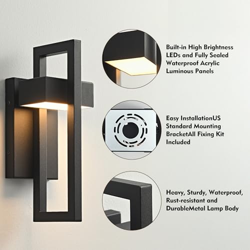 Outdoor Wall Lights Modern LED Exterior Lighting Fixtures (2 Count)