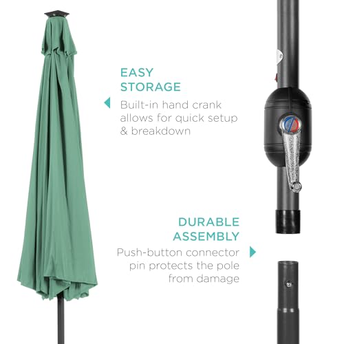 10ft Solar Polyester LED Lighted Patio Umbrella w