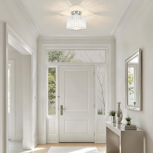 Modern Crystal Ceiling Light Fixture Chrome Hallway Entryway Light Fixtures