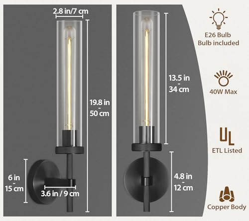 Modern Black Wall Sconces Bathroom Vanity Light Fixtures