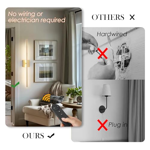 40.1 Inch Wall Sconces Battery Operated for Living Room Gold (2 Count)