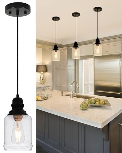 5.5 Inch Seeded Glass Mini Pendant Lights Kitchen Island