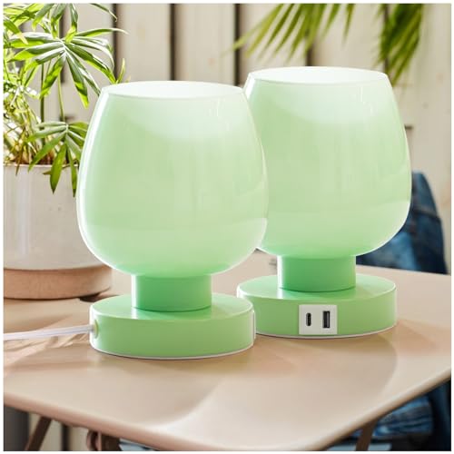 Touch Bedside Table Lamp with USB Charging (2 Count)