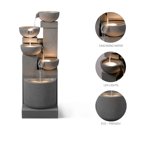 39.76” H 5 Tiers Cascading Bowls Outdoor Water Fountain Made with Eco