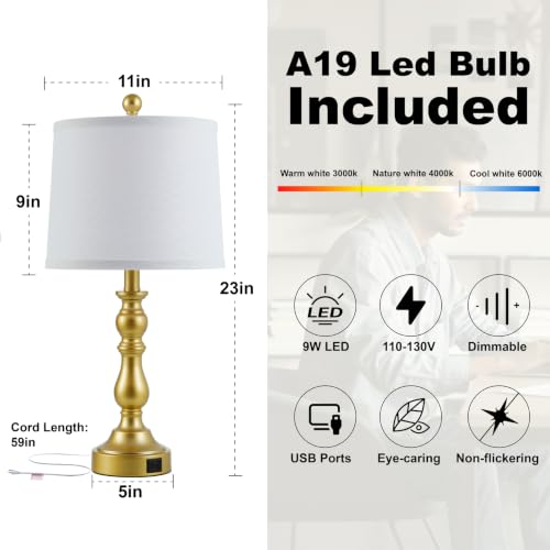 Gold Table Lamps Set of 2 (2 Count)
