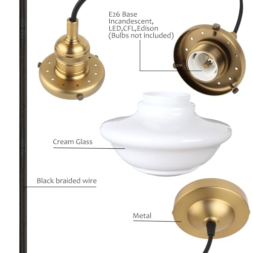 Modern Pendant Light with Milk White Glass