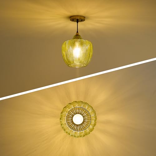 Green Glass Pendant Lights Kitchen Island Gold Hanging Ceiling Light 9.45"