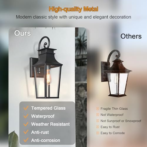 ALVIME 17" Matte Black Outdoor Sconce Lights