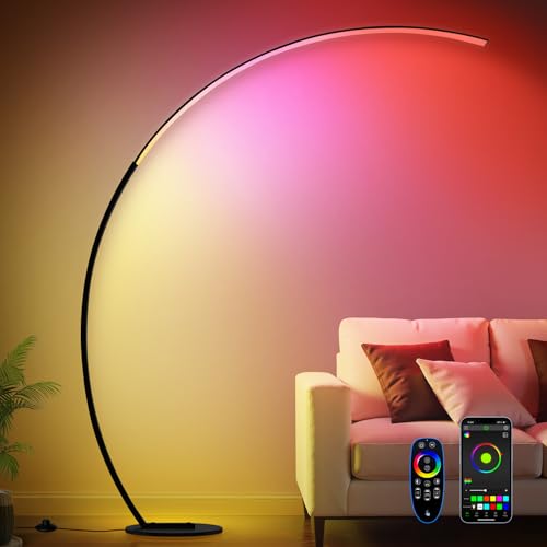 RGB Dimmable Arc Floor Lamps with 3 Color Temperatures