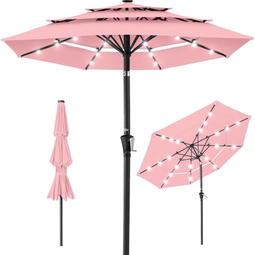 10ft 3 Tier Solar Patio Umbrella