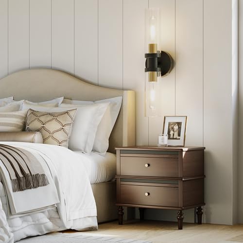 Black & Gold Wireless Battery Operated Wall Sconce with Remote (2 Count)