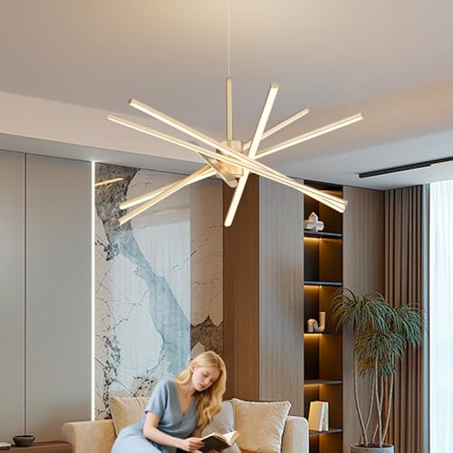 33 inches Modern Sputnik Chandelier 90W LED Chandeliers with Remote 3000
