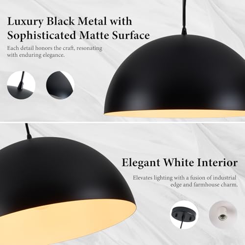 16" Black and White Industrial Pendant Lighting for Kitchen Island